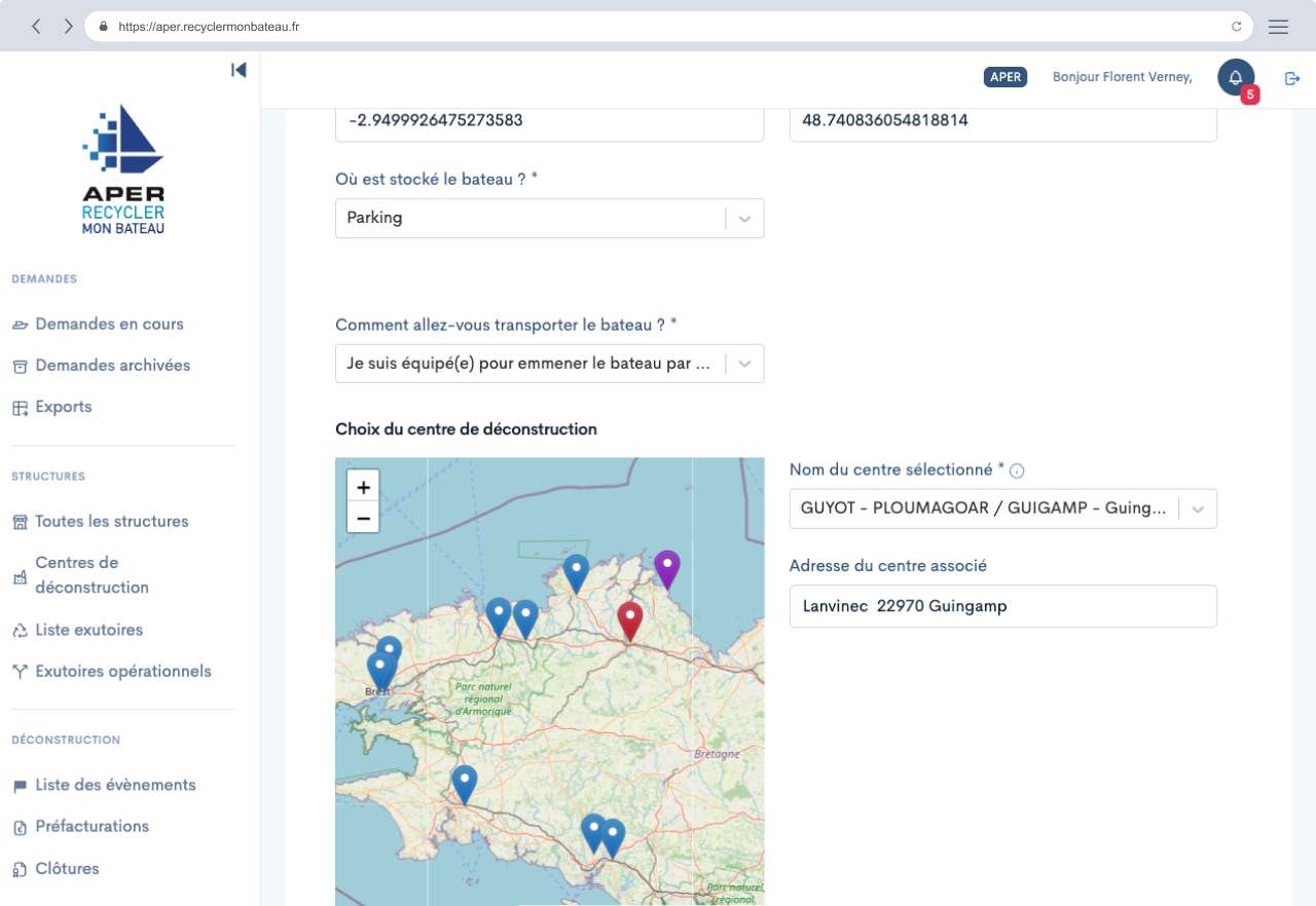 Screen shot of the App developped for Aper eco-organism